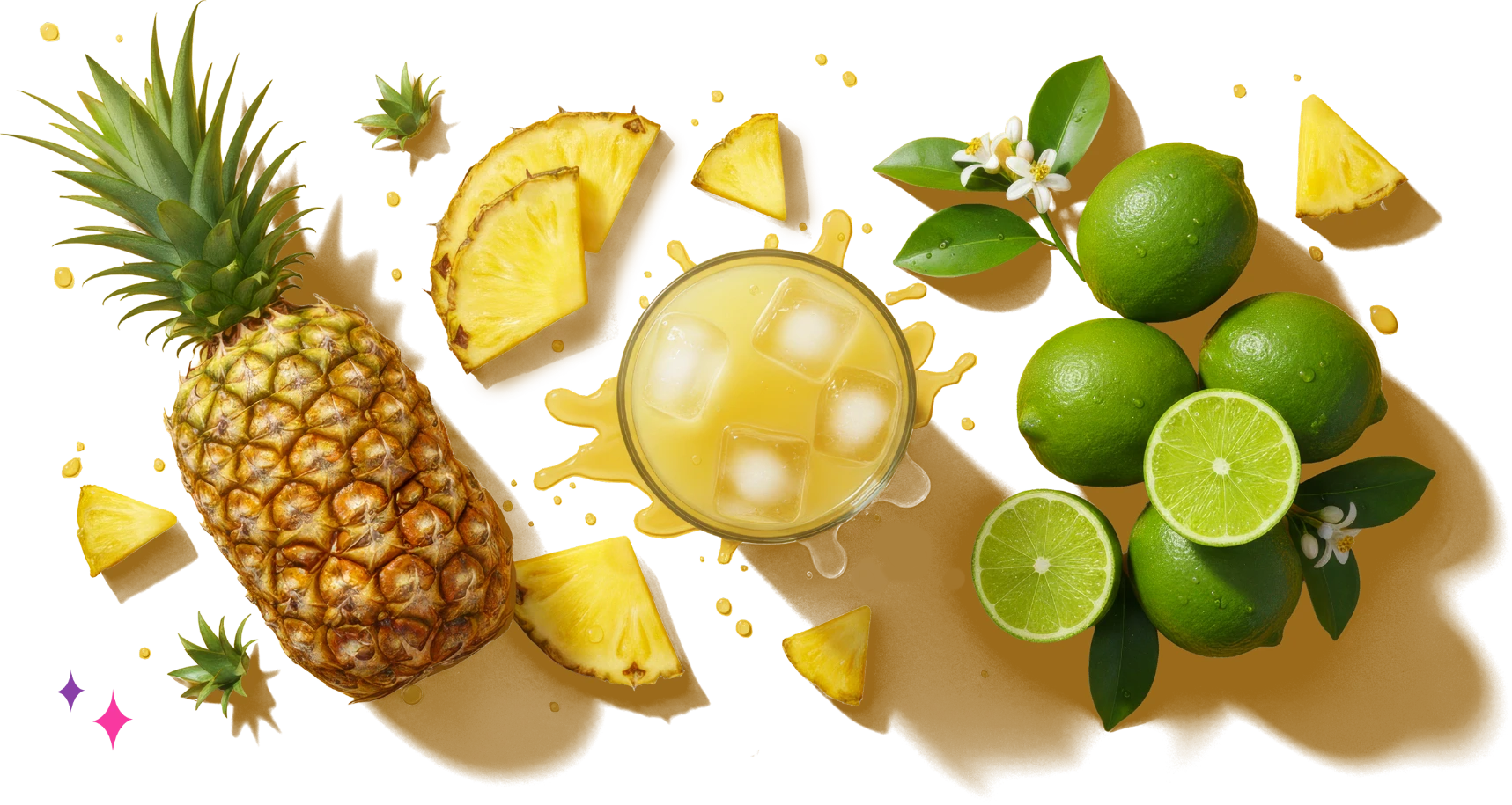 Foto de frutas: abacaxi e limão